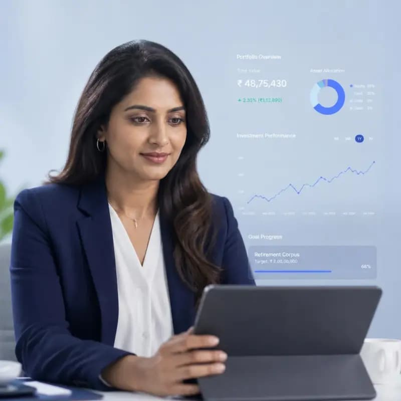 Professional financial advisor reviewing investment data